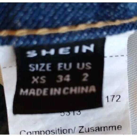 Shein Jeans 2 Raw Waist High Rise Split Cuff Stonewash Straight - Picture 7 of 15